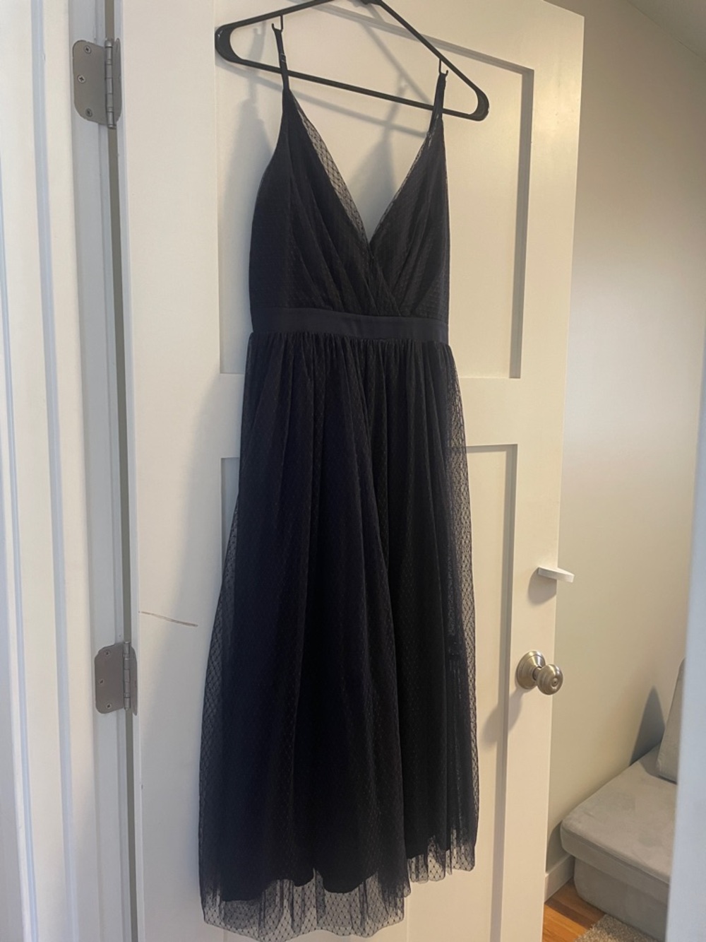 Express Navy Blue Tulle A-Line Midi Dress
